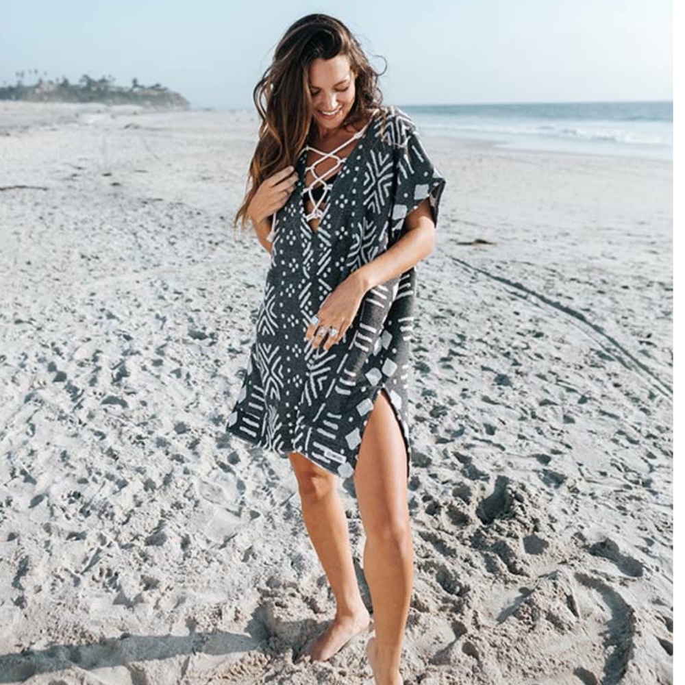 Sandcloud Adobe Boho Mudcloth Cover Up Black Swim Cover-Up Tunic Women’s OS